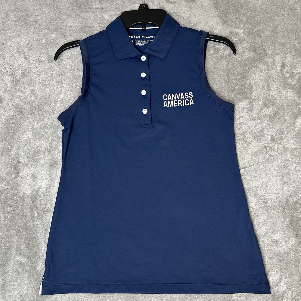 Peter Millar  Women's Shirt Sleeveless Collared Polo Color Navy Blue Size Small